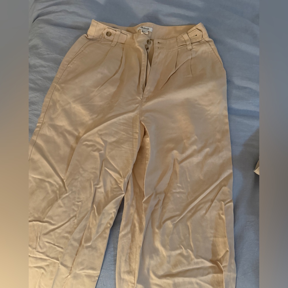 Madewell Wide Leg Pants in Light Beige